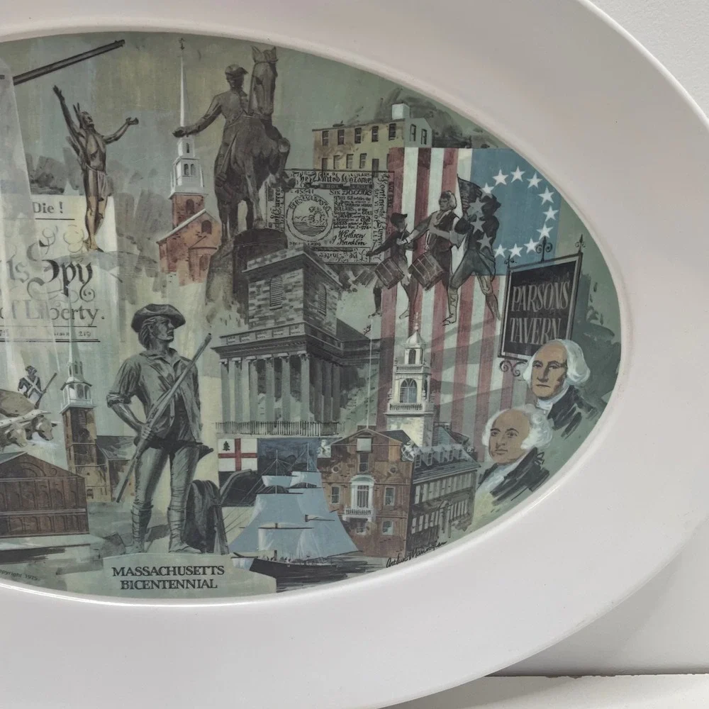 Brookpark 1521 Massachusetts Bicentennial Platter Arthur Manoogian 1975 Melamine